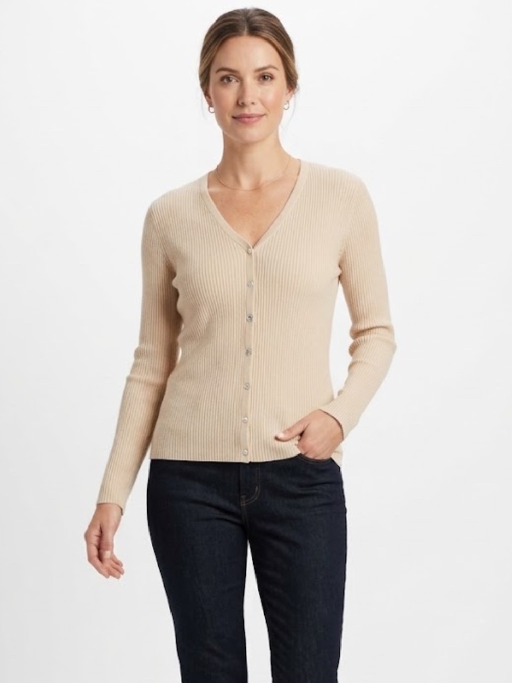 Pendleton Ribbed Silk Cardigan Sweater Size Small